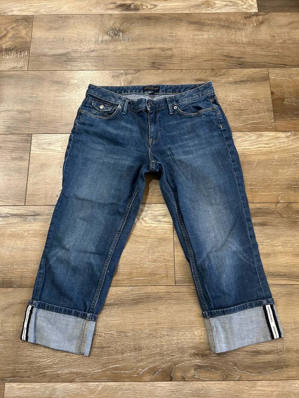 Banana Republic Womens Blue Denim Cuffed Cropped Jeans Size 30/10